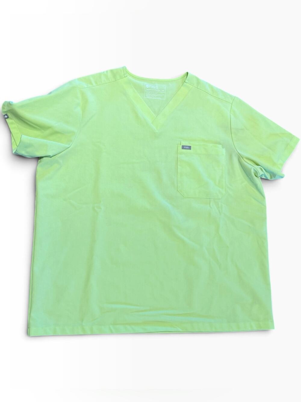 Figs Adult 3XL V-Neck Pocket Scrubs Shirt in Light Lime Green